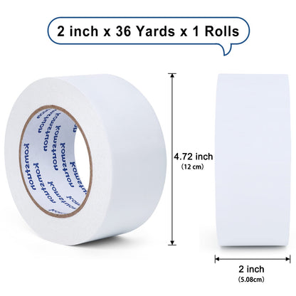 komstuon Double Sided Tape 2 Inch x 36 Yards, 1 Rolls Double-Sided Adhesive Tape, Two Sided Tape for Crafts, Arts, Scrapbooking, Gift Wrapping
