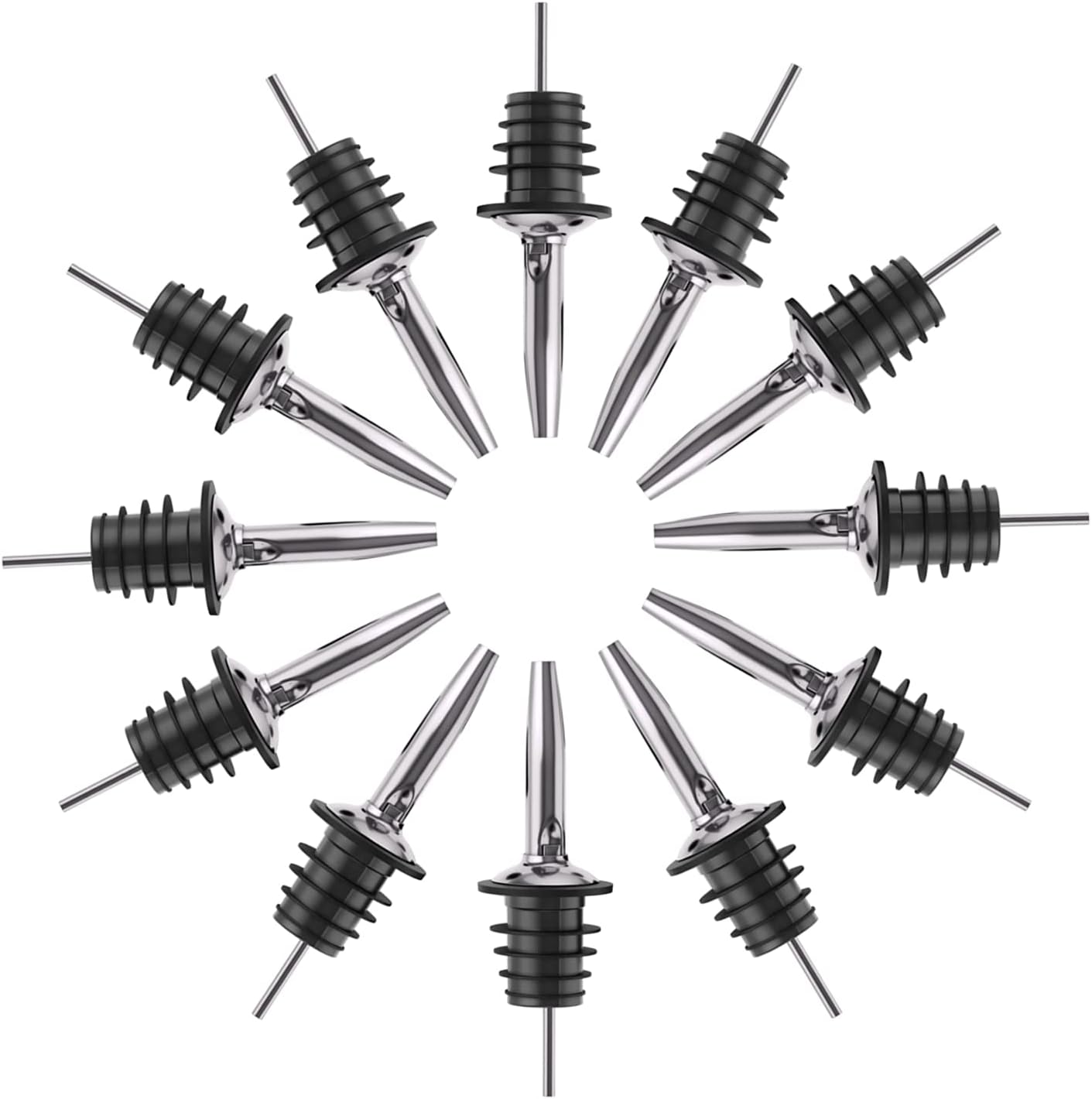 12 Pack 3/4" Pafusen Pour Spouts for Liquor Bottles, Liquor Pour Stainless Steel Classic Bottle Speed Pourers