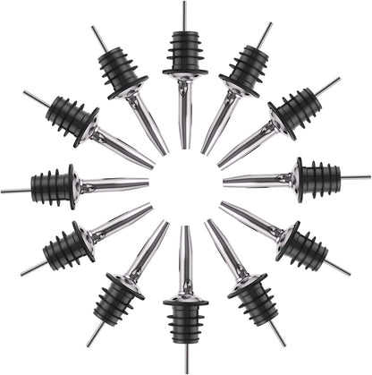 12 Pack 3/4" Pafusen Pour Spouts for Liquor Bottles, Liquor Pour Stainless Steel Classic Bottle Speed Pourers