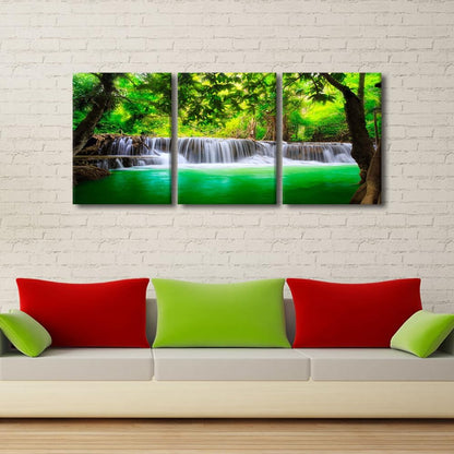 TFIAVSIN House Wall Decor, Tropical Beautiful Waterfall Paintings Wall Art for Living Room, 3 Piece Canvas