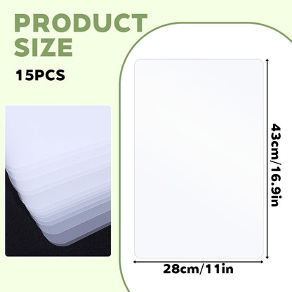 Oqqlin 15 Pcs Flexible Plastic Cutting Mats, 17 x 11 Inch Clear Plastic Cutting Board Mats Wipeable Frosted Placemats for Kitchen, Cooking, Table, Writing