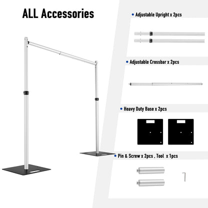 Heics 14x14ft Heavy Duty Backdrop Stand, Pipe and Drape Stand, Balloon Arch Stand, Banner Stand for Wedding Decor, Party Decorations, Baby Shower Backdrop, Sturdy Event Party Supplies