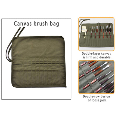 JTDEAL 2 sets Paint Brush Holder, 22 Slots Paint Brush Storage for Acrylic Oil Watercolor Gouache Artist Paint Brush Roll Canvas Pouch, Holds 100 brushes