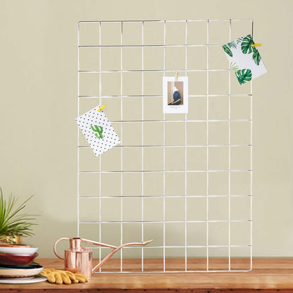 GBYAN Wall Grid Silver Wire Photo Grid Panels, 25.6"x17.7, 2 Pack Desk Wall Organizer Metal Memo Board