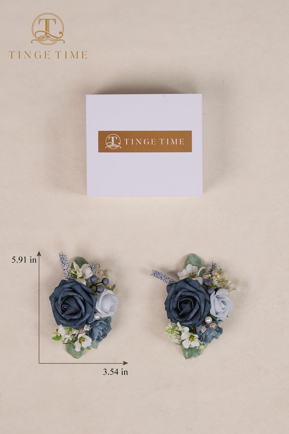 TINGE TIME Artificial Shoulder Corsages Flowers, Set of 2, Mother of The Bride Floral Corsage for Wedding Ceremony Anniversary Formal Dinner Party (Dusty Blue)