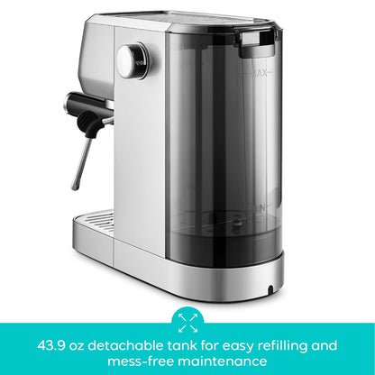 CASABREWS 3700 Essential Espresso Machine 20 Bar, Stainless Steel Cappuccino & Latte Coffee Maker with Steam Frother for Home, 43.9oz Water Tank, Silver