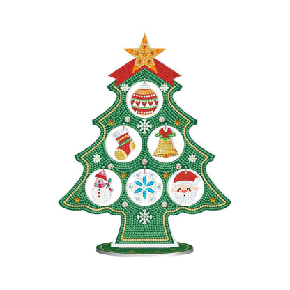 AiYuanzsh Christmas Tree Diamond Art Tabletop Ornament with Christmas Hanging Charms, Acrylic Double-Sided Special Shape Diamond Painting Desktop Decoration Kit, DIY Large Festive Crafts