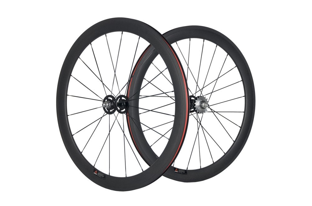 Queen Bike 50mm Carbon Fiber Track Wheel Matte Finish 3K Fixed Gear Wheelset with Cog