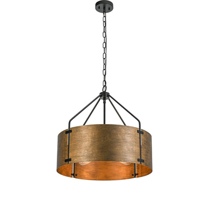 Kunlinzhu Drum Chandeliers for Dining Room,22 in Copper Bronze Metal Dining Room Light Fixture Over Table, Industrial Modern Farmhouse Pendant Light for Kitchen,Entryway,Living Room