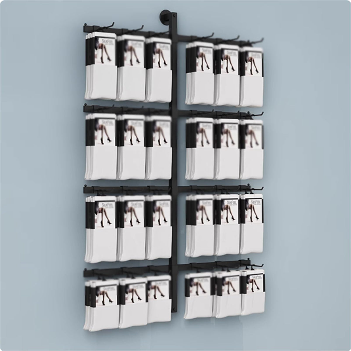 Wall-Mounted Sock Display Stand, Metals, Retail Underwear Showshelves, Lingerie Bra Rack Swimsuit Organizer Hanger, Commercial Clothing Store Shelf, 4 Tier(60 * 150cm)