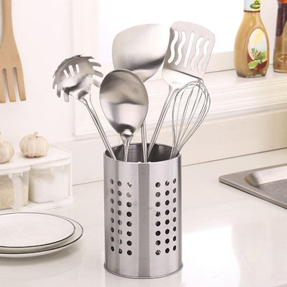 Stainless Steel Cutlery Bucket, Tabletop Utensil Holder for Kitchen, Chopstick Stand Case, Drain Rack Accessories