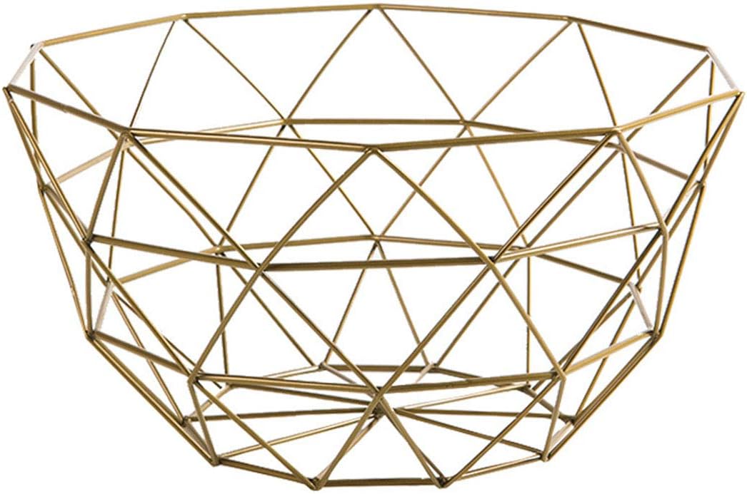 Fruit Stand Vegetables Serving Bowl Basket Holder - Metal Iron Wire for Kitchen Counter, Table Centerpiece, Large Round