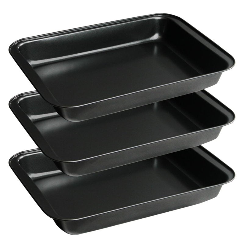 FISDEN Set of 3 Rectangular Cake Pan, Non-Stick Baking Pan for Oven, 9 x 13 Inch Deep Cookie Sheet Tray, BPA Free Bakeware for Brownie Lasagna Casserole Bread