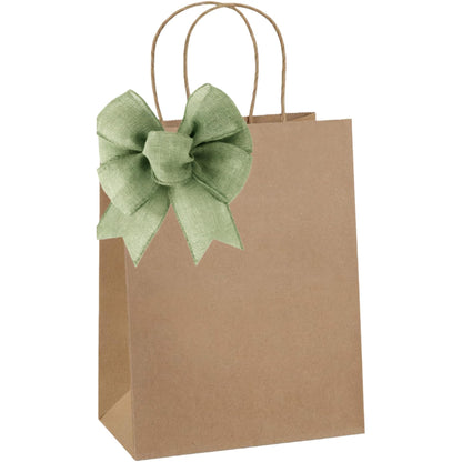 Meseey 8 Pcs Burlap Bows for Wreaths Large 6 Inches Linen Bow for Christmas Decorations Bunting Indoor Outdoor Decor and Party (Sage Green)