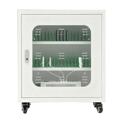 JAYGOVAN 40 Device Mobile Charging and Storage Cart Laptop Lock Box with Charging Port Screen Size Up to 8", Steel Case Portable Locking Charging Station for Schools, Offices, Business