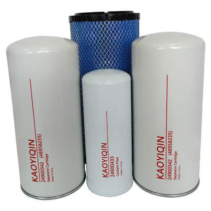 Filter kit KAYIQIN 24900342(48958235) Air/Oil Separator 24900433 Oil Filter 48958201 Air Filter, Compatible with Replacement Parts RS30-37i/R30-37i Air Compressor Filter