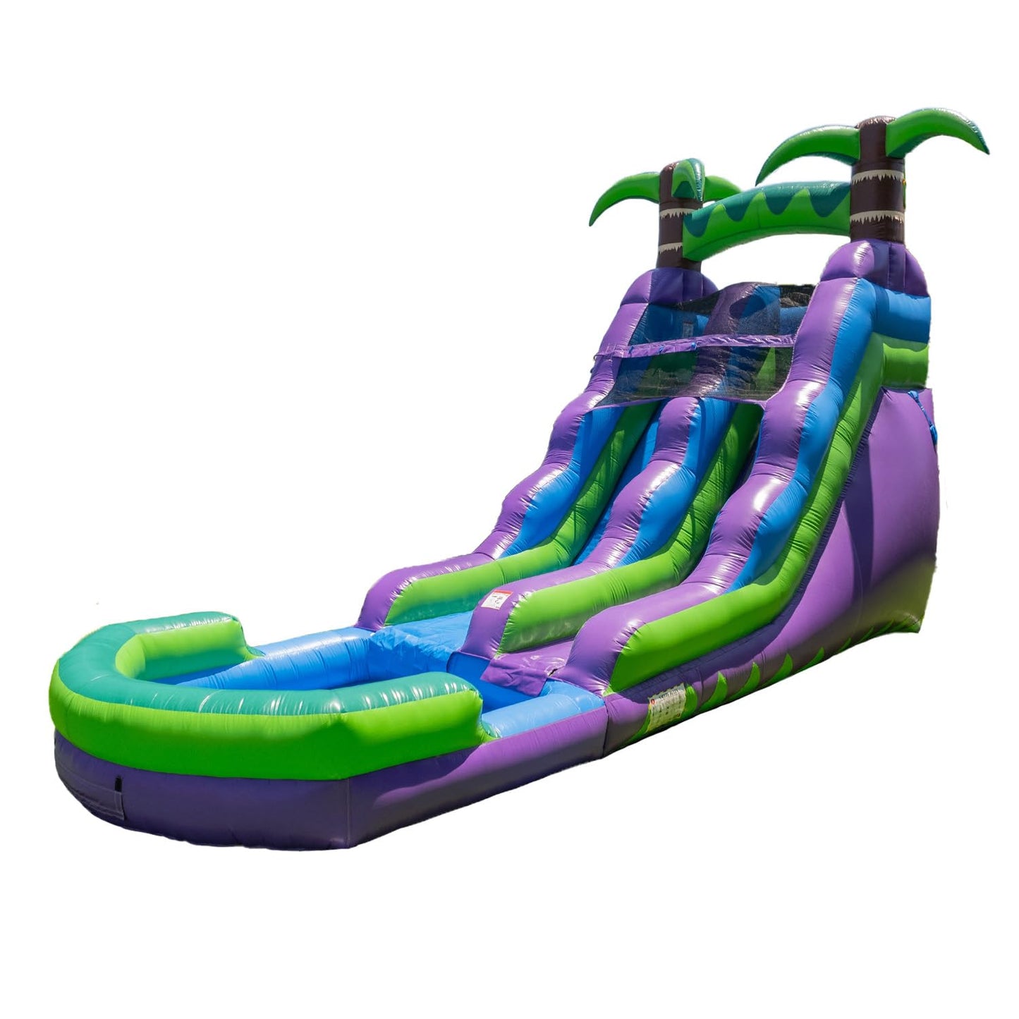 HeroKiddo 16ft Tropical Inflatable Water Slide with Pool, 25ft Long- 100% Commercial Grade PVC Vinyl, Reinforced Strength Wet/Dry Fun, Front Load Entry for Easy Supervision