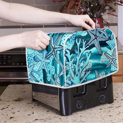 Starfish Blue Toaster Dust Cover, Polyester Fabric, 2/4 Slice, Dust and Fingerprint Protection, Machine Washable