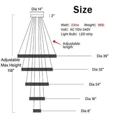 Shial Lighting Large Crystal Chandelier Modern LED Dimmable Contemporary Chandelier Large Pendant Light for Living Room Foyer Staircase Silver Dia 40"