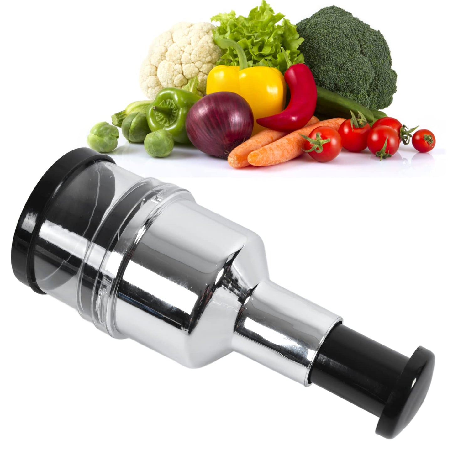 Manual Food Chopper Stainless Steel Vegetable Cutter for Onions Garlic Nuts Salads Hand Operated Kitchen Prep Tool