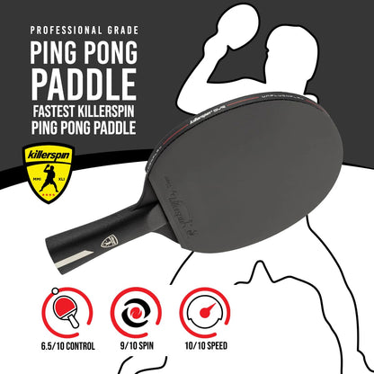 Killerspin Stilo7 SVR Ping Pong Paddle, Performance-Level Table Tennis Racket with Carbon Technology, Memory Book Case, Black