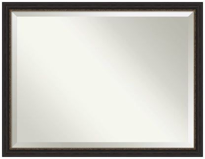 Amanti Art Bronze Wall Mirror 34x44 Accent Bronze Narrow Rectangle Bathroom Mirror for Wall Decor Living Room, X-Large Traditional Frame, Hangs Horizonally and Vertically, Bathroom Decor, Beveled Edge