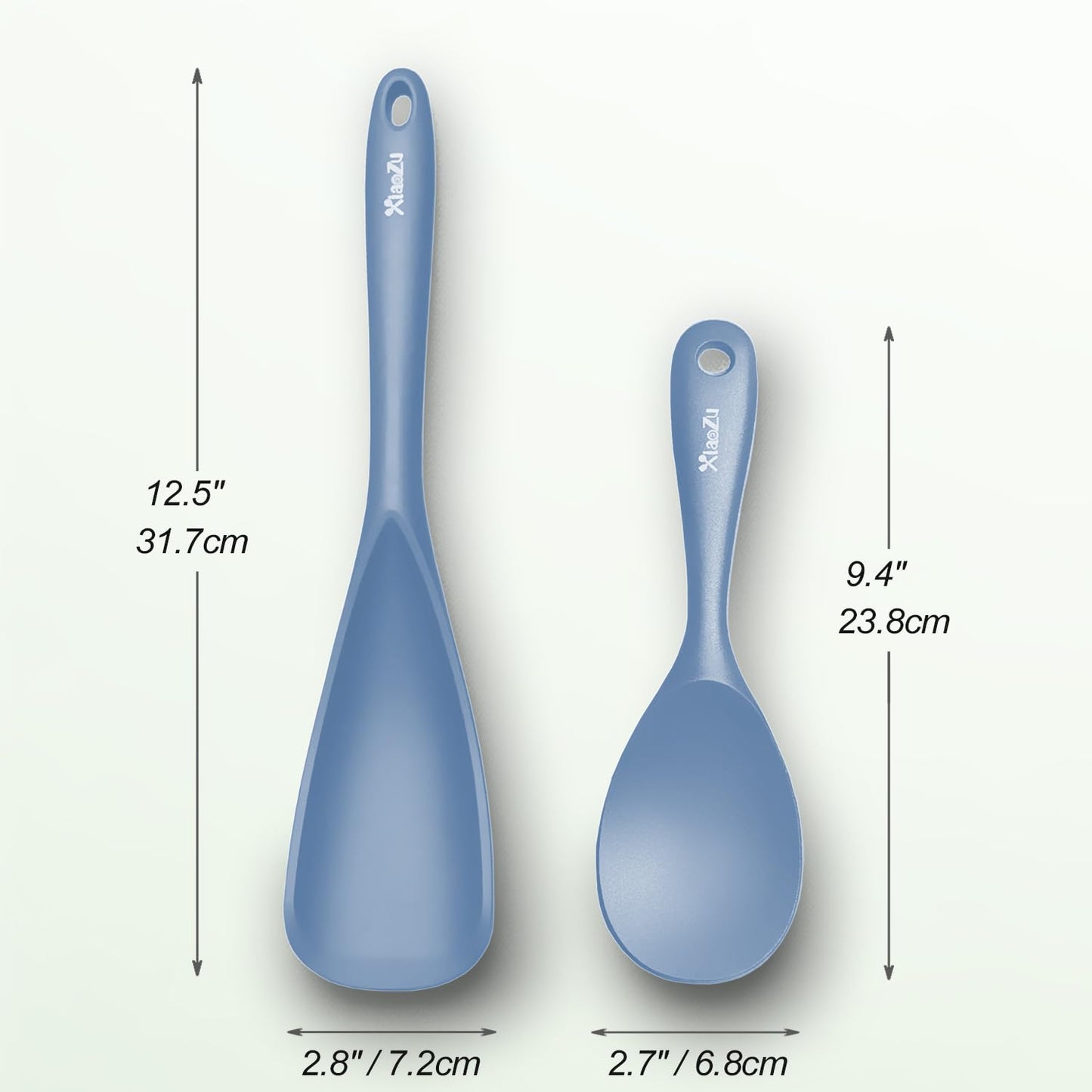 Cooking Spoon and Rice Scooper Set for Nonstick Cookwares, Heat Resistant- Seamless Design, Great for Cooking, Serving, Mixing, Scoop, and Scrape,2 Pack, Starry Blue