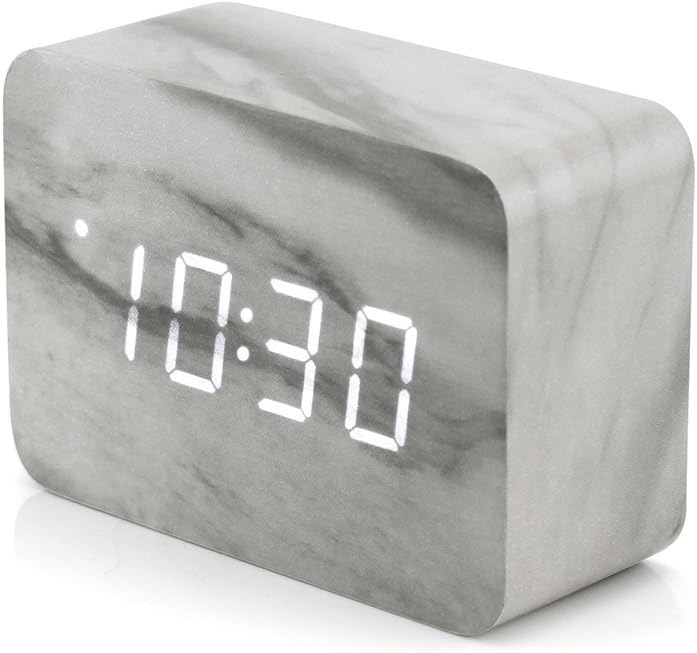 OCT17 Marble Pattern Alarm Clock, Multi-Function LED Digital Clock with USB Power Supply