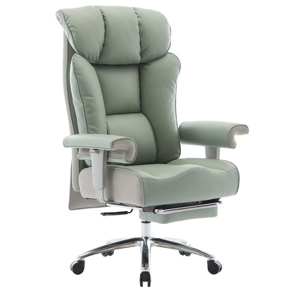 Efomao Big and Tall Office Chair 400lbs - Heavy Duty Executive Desk Chair with Foot Rest & 23" Wide Seat - High Back Ergonomic Leather Computer Chair for Heavy People, Home Office, Green
