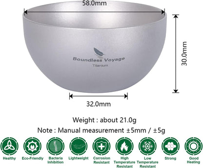 iBasingo 30ml Titanium Double Layer Sake Cup - Outdoor Camping Portable Wine Cup, Picnic Whiskey Flask (1 Piece)