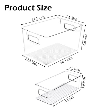 SKTKSE Clear Plastic Storage Bins 8 Pack - Pantry Organizers and Storage, Fridge Organizer Containers for Kitchen, Cabinet, Freezer, Bathroom, Clost, Home Organization