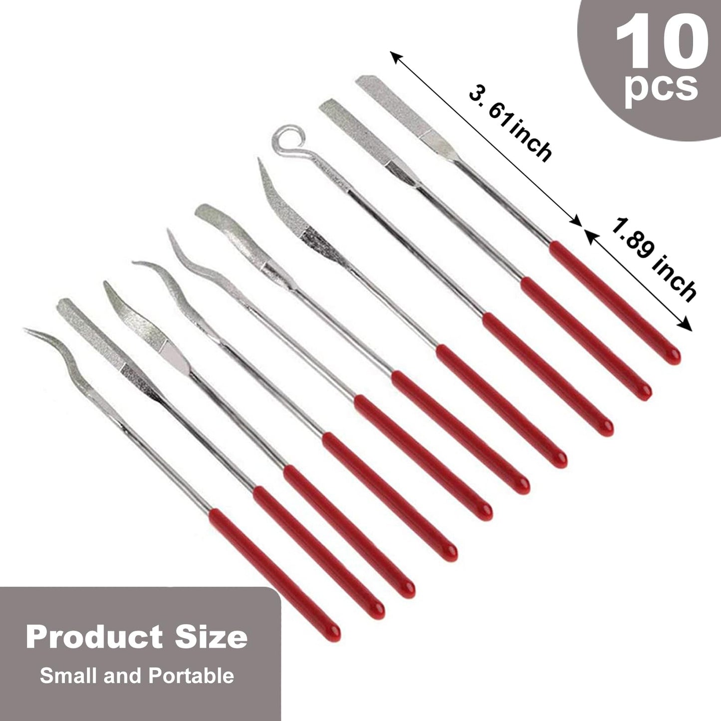 XAQISHIRE 10pcs Mini Heteromorphic Diamond Needle Files,Packed in Synthetic Leather Case,for high Precision Sanding Work on Wood,Plastic,Metal and Jewelry Carving