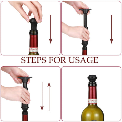 Honoson 24 Pieces Wine Stopper Resealable Pump Vacuum Silicone Saver Practical for Kitchen Supplies Bottle Tools (Black)