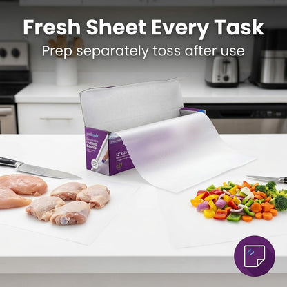 Plastimade Disposable Plastic Cutting Board | Easy To Use Flexible Cutting Board Sheets With Built In Sliding Cutter | For Thanksgiving Cooking Prep, Commercial, Traveling, Tailgating, Camping,