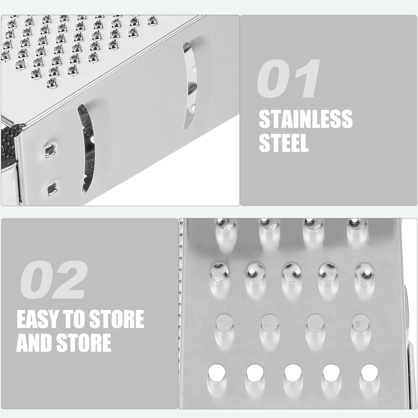 SHERCHPRY Vegetable Slicer Box Grater, Stainless Steel Mandoline Slicer for Kitchen, 8inch Cheese Grater