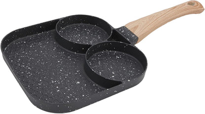 Nonstick Egg Frying Pan, 3 in 1 Breakfast Pan, Divided Grill Pan for Gas, Stovetops, Induction Cooker