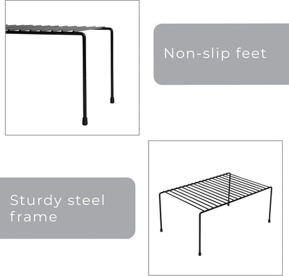 Smart Design Cabinet Storage Shelf Rack, Set of 6, Medium, 8.5 x 13.25 Inch, Non-Slip Feet, Steel Metal Frame