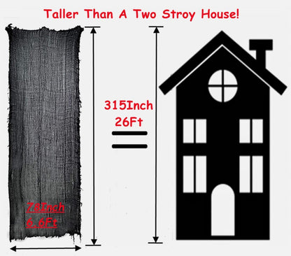 Niurui Halloween Black Creepy Cloth 315 x 79 inch Spooky Halloween Decoration for Haunted Houses Outdoor Party Supplies