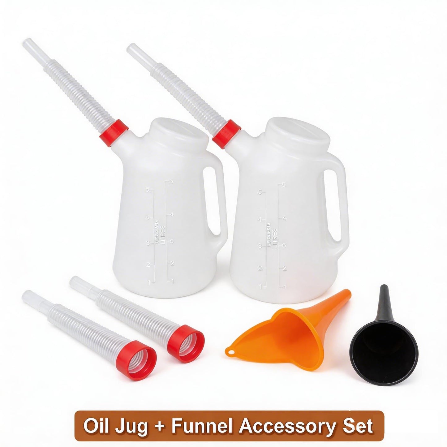 2 Quart Oil Jug, Oil Measuring Container Automotive and Flexible Oil Funnel Set Oil Dispenser Automotive Motor Oil Container with Lid and Cap for Automotive Oil Change