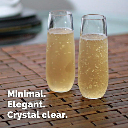Unbreakable Stemless Champagne Flutes 9oz, Set of 4 Shatterproof Tritan Plastic Glasses, Reusable Dishwasher Safe