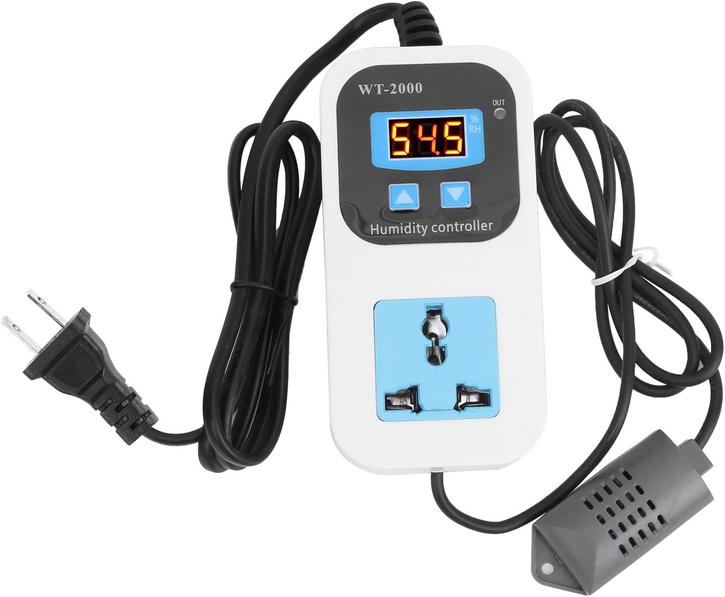 Fafeicy WT2000 Digital Humidity Controller, 110-220V Humidify Dehumidification Switch Socket, 0%~99% RH Control Range