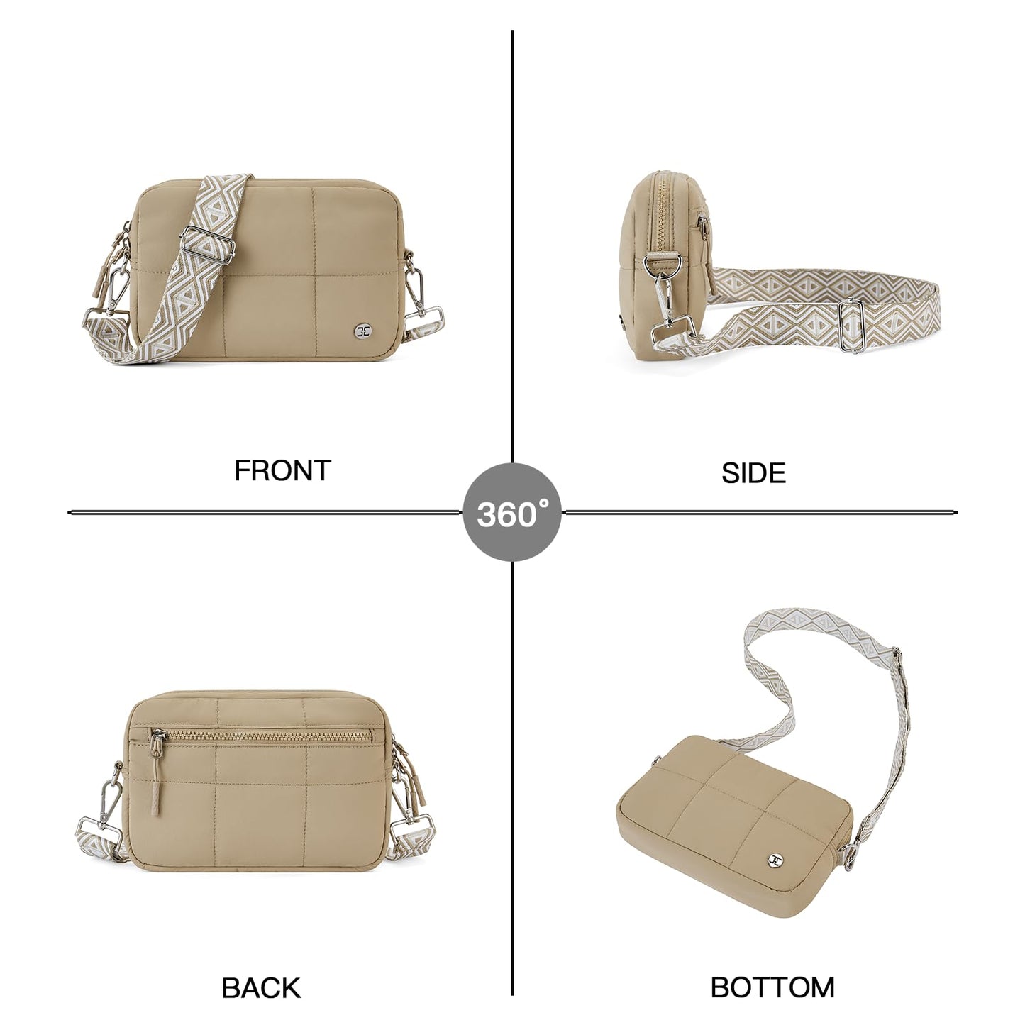 Telena Crossbody Bags for Women Cross Body Purse with Guitar Strap Lightweight Puffer Shoulder Bag for Travel
