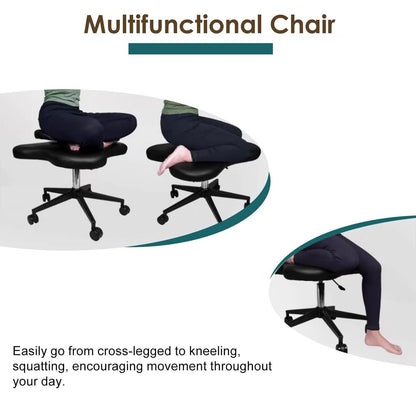 GenSDH Meditation Office Chair, Cross Legged Chair, Height-Adjustable Kneeling Chair, Ergonomic Office Chair, Criss Cross Chair for Home and Office,Black (Bl,Black