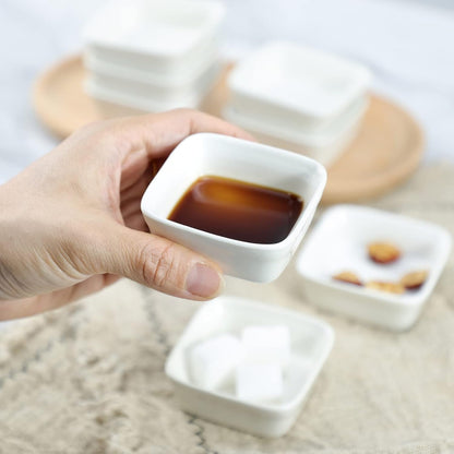 Square-Shaped Ceramic Sauce Dish, 4 PCS Multipurpose Sushi Dipping Bowl Appetizer Plates Serving Dish