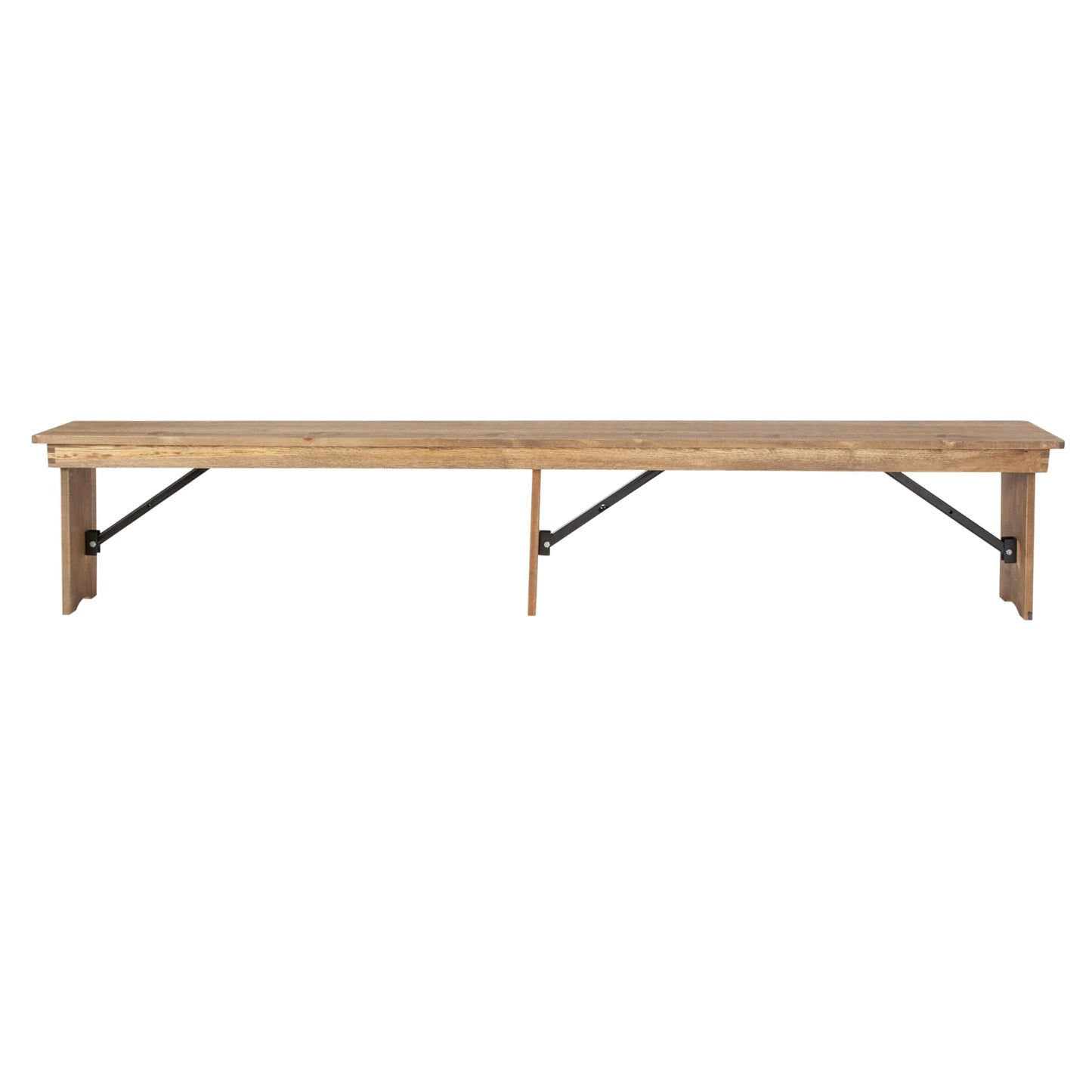 Flash Furniture Hercules Series 8' x 12' Commercial Grade Rustic Solid Pine Folding Bench, Antique Farmhouse 3 Leg Dining Bench, Seats up to 4 Adults