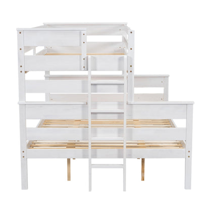 Acosure Solid Wood Twin XL Over Queen Bunk Bed with Ladder and Slat Support,Bedroom Detachable Bed Frame w/Easy Assembly & No Box Spring Required,for Kid Adult Boy Girl Teen,White