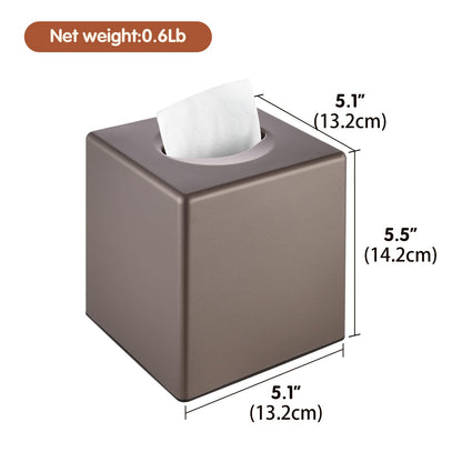 Y-in Hand Tissue Box Cover, Square Facial Cube Tissue Box Holder, Storage Accessories for Bathroom Vanity, Bedroom Countertops, Dressers, Night Stand, Parlors and Offices - Brown Bronze