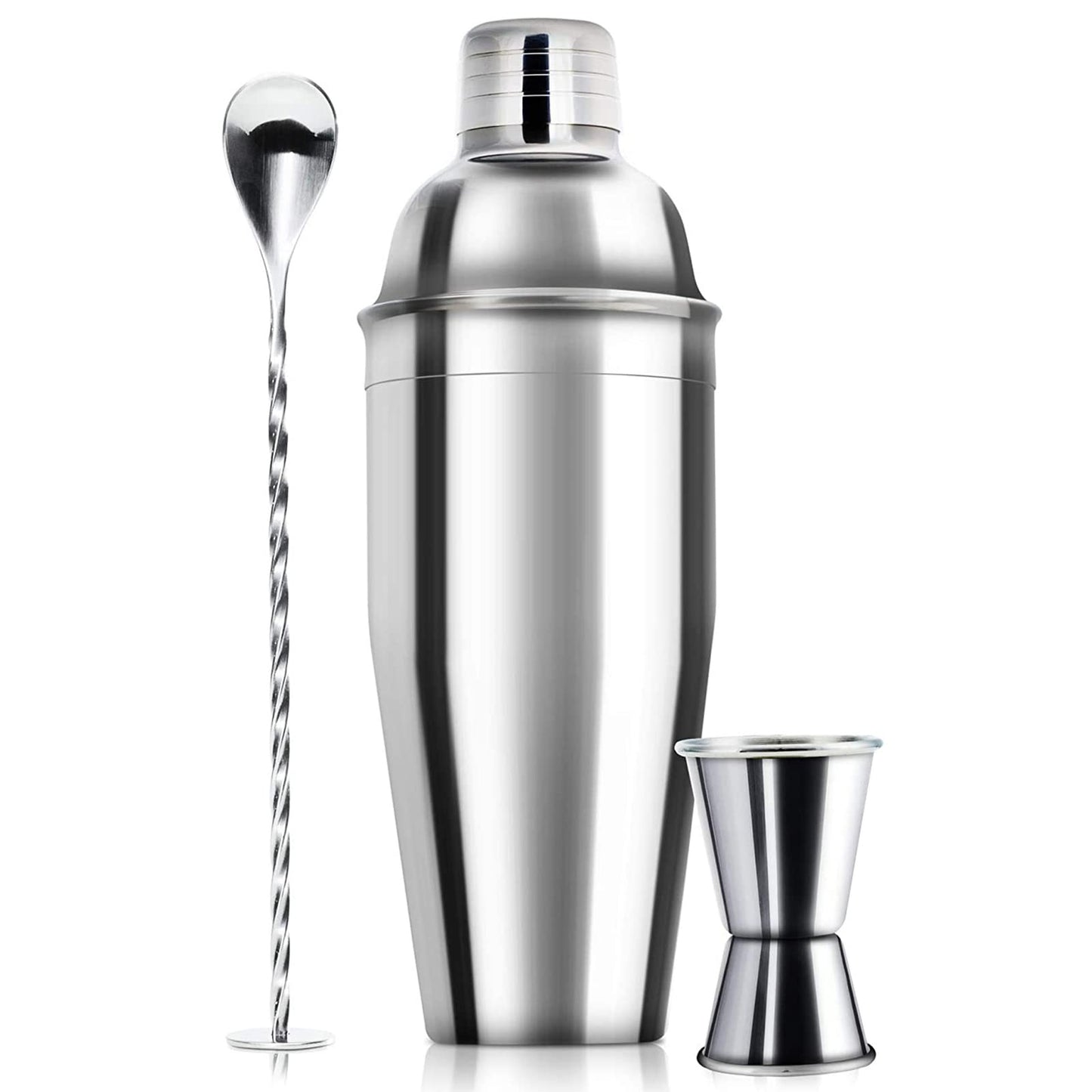 WPHUAW 24oz Cocktail Shaker Bar Set-Professional Margarita Mixer Drink Shaker and Measuring Jigger & Mixing Spoon Set-Professional Stainless Steel Bar Tools Built-in Bartender Strainer for Martini Kit