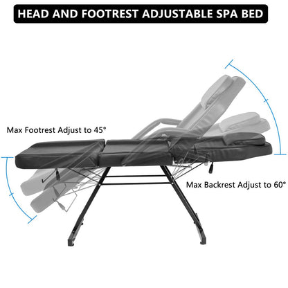 COZYSWAN Massage Salon Chair Bed Adjustable 3-Section Massage Table Facial Esthetician Bed, Spa and Salon Facial Chair, Tattoo Chair with Hydraulic Stool for Beauty Parlor Household, Black