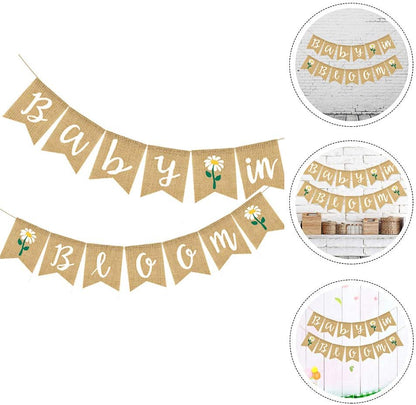 Baby in Bloom Sign Banner, Welcome Baby Garland for Boys Girls Baby Shower Party Decorations